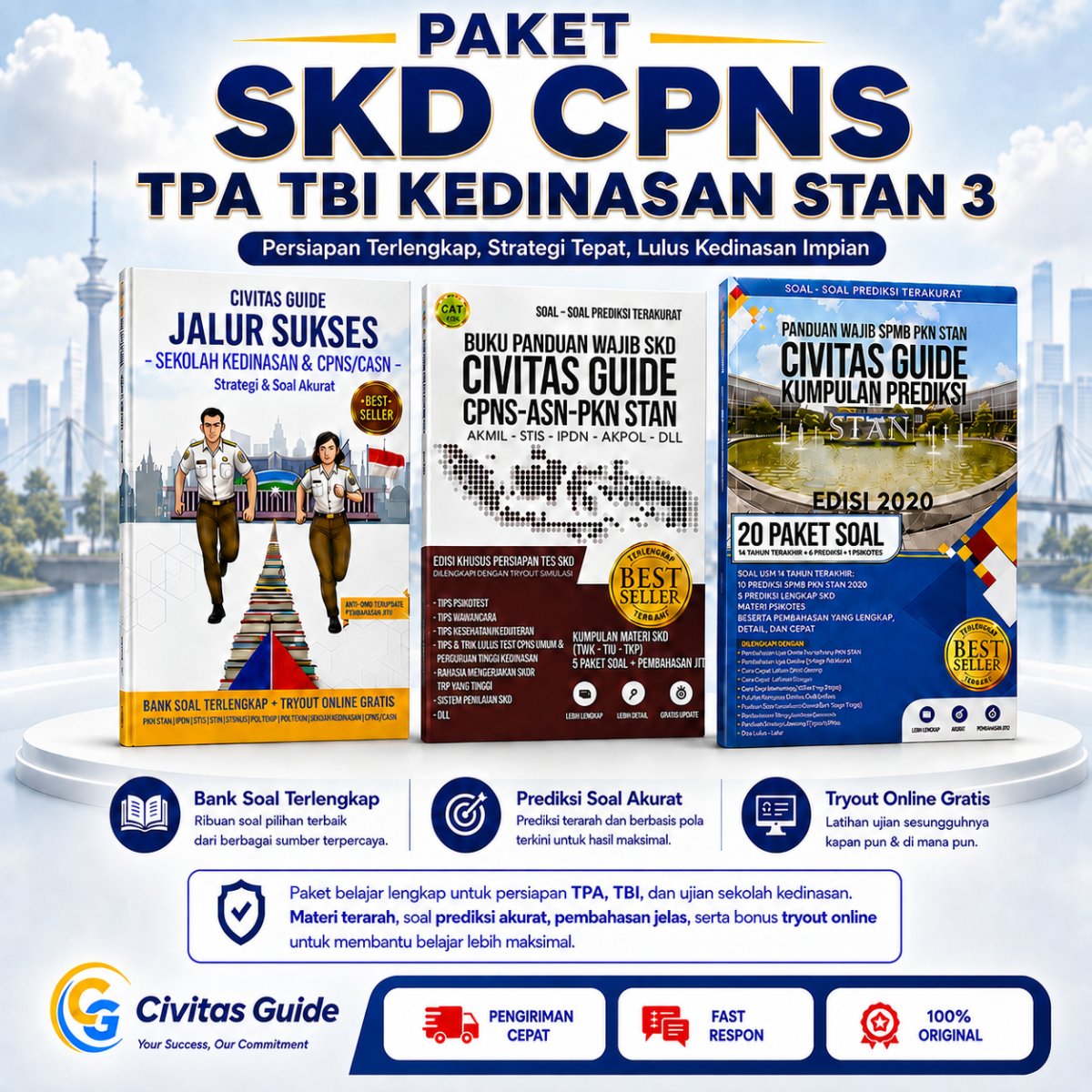 Paket buku SKD, TPA, TBI Kedinasan Civitas Guide